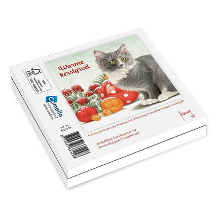Comello Franciens Katten Kerstkaarten Kat met krans