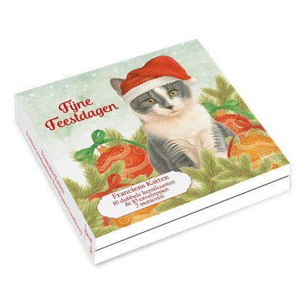 Comello Franciens Katten Kerstkaarten Kerstballen 10 Stuks