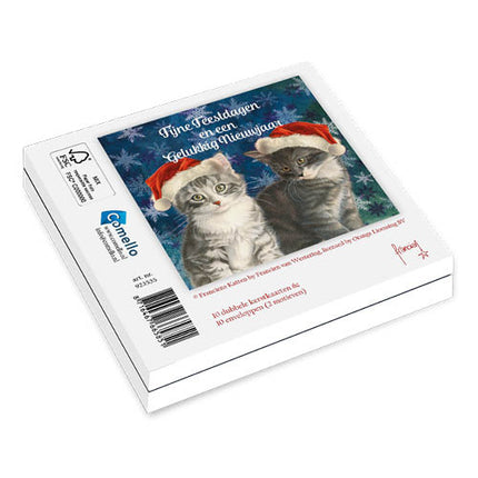 Comello Franciens Katten Kerstkaarten Kerstballen 10 Stuks