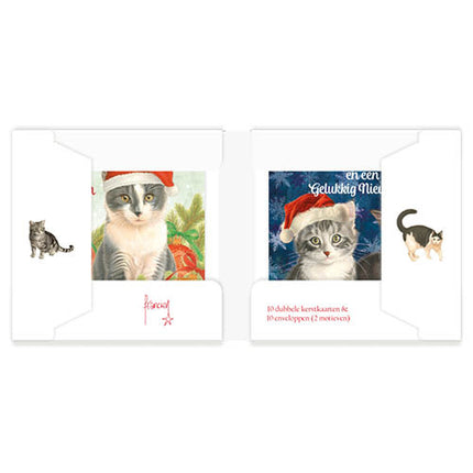 Comello Franciens Katten Kerstkaarten Kerstballen 10 Stuks