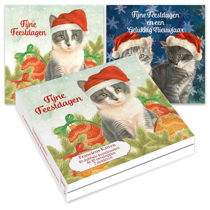 Comello Franciens Katten Kerstkaarten Kerstballen 10 Stuks