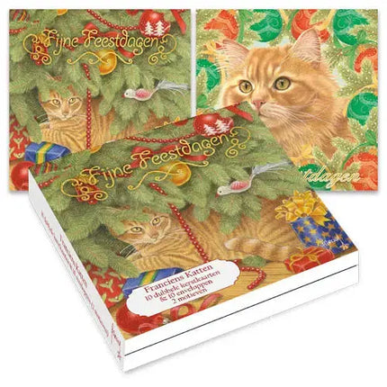 Comello Franciens Katten Kerstkaarten - Onder de boom -  Kerstballen