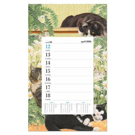 Comello Franciens Katten Weeknotitiekalender op schild 2026 Bloemen