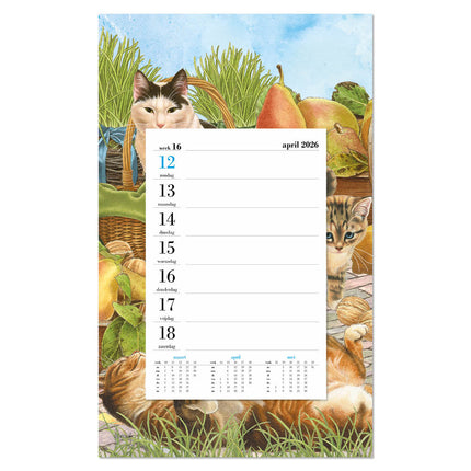 Comello Franciens Katten Weeknotitiekalender op schild 2026 Fruitmand