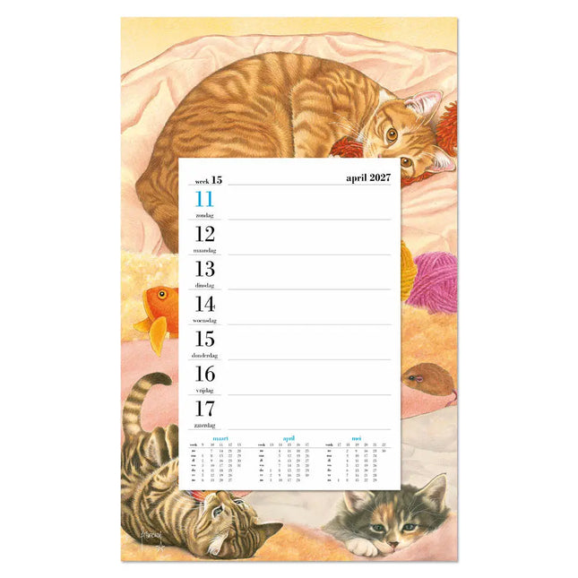 Comello Franciens Katten Weeknotitiekalender op schild 2027 Knusse Katten