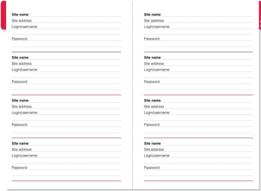 Comello Internet address & password logboek zwart groot