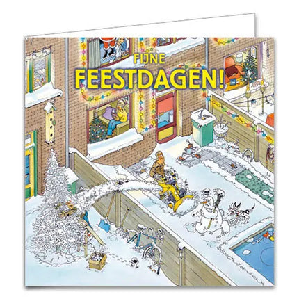 Comello Jan van Haasteren Kerstkaarten 10 Stuks - Sleeën - Sneeuw ruimen