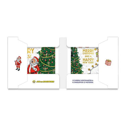 Comello Jan van Haasteren Kerstkaarten - Kerstman kader - Lampjes kader