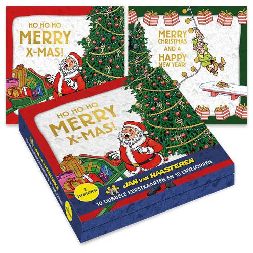 Comello Jan van Haasteren Kerstkaarten - Kerstman kader - Lampjes kader