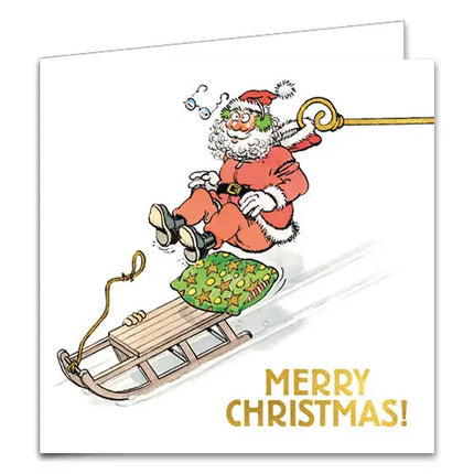 Comello Jan van Haasteren Kerstkaarten - Kerstman van slee – Fiets