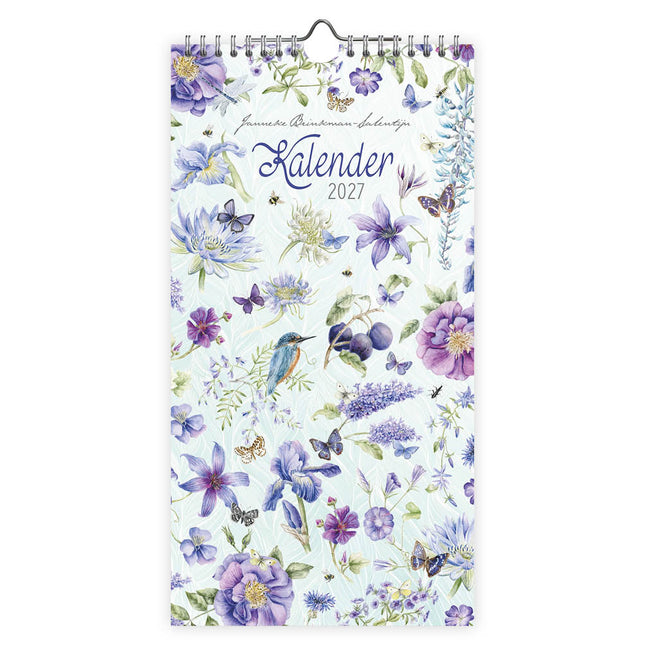 Comello Janneke Brinkman Maandnotitiekalender 2027 Blauwe Bloemen