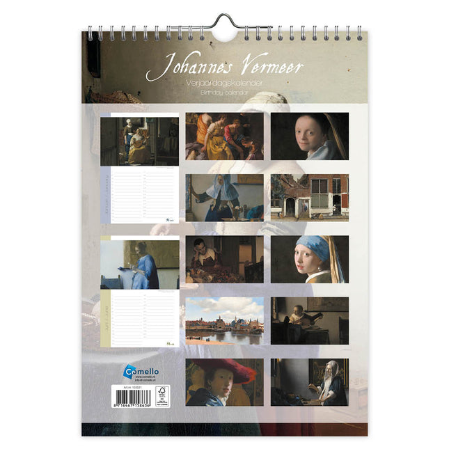 Comello Johannes Vermeer A4 Verjaardagskalender