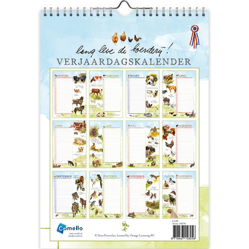Comello Lang Leve de Boerderij Verjaardagskalender A4