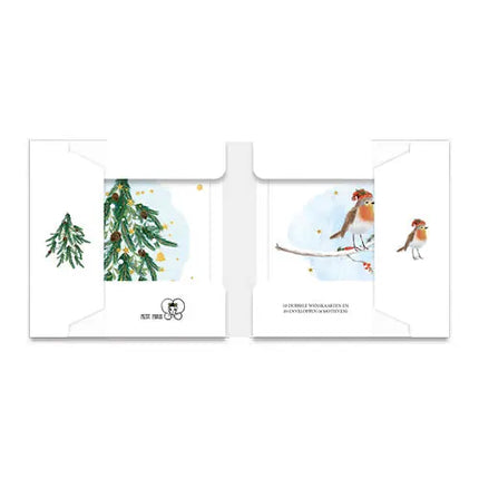 Comello Petit Paris Kerstkaarten - Roodborstje - Kersttak