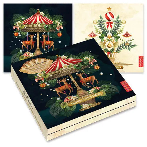Comello Studio Pompidom Kerstkaarten -  Reindeer Carousel – Christmas Circus
