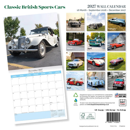 Dayplanner Classic British Sports Cars Kalender 2027