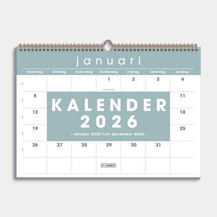 De Hobbit A3 Maandkalender 2027 Grijs Groen