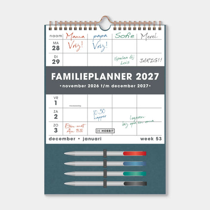 De Hobbit A4 Familieplanner 2027 incl. Markers Teal