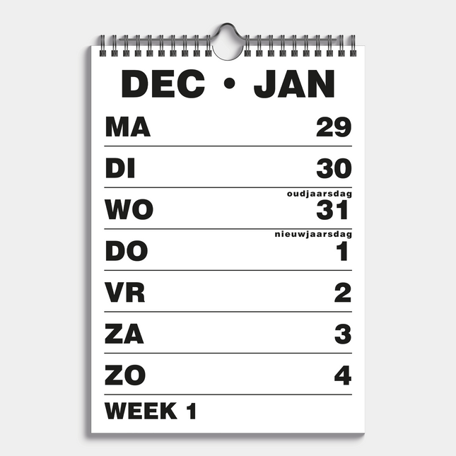 De Hobbit A4 Grootletter Kalender 2026