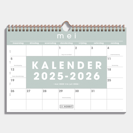 De Hobbit A4 Maandkalender 2025 - 2026 Grijsgroen