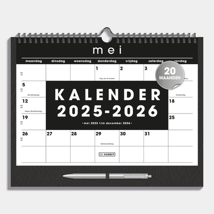De Hobbit A4 Maandkalender 2025 - 2026 Zwart Lederlook