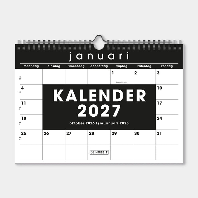 De Hobbit A4 Maandkalender 2027 Zwart