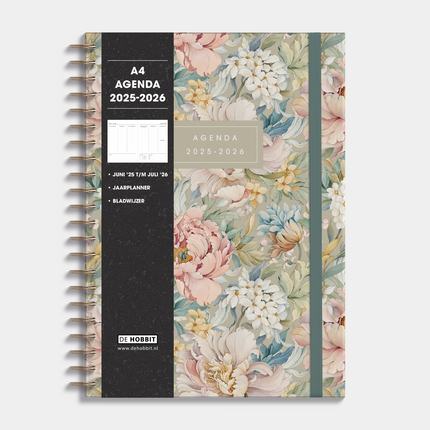 De Hobbit A4 Ringband Agenda 2025 - 2026 Vintage Bloemen