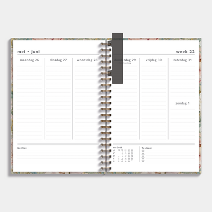 De Hobbit A4 Ringband Agenda 2025 - 2026 Vintage Bloemen