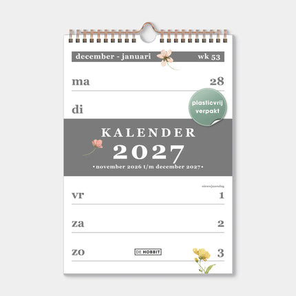 De Hobbit A4 Spiraalkalender 2027 Droogbloemen