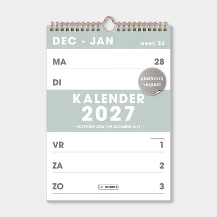 De Hobbit A4 Spiraalkalender 2027 Groen
