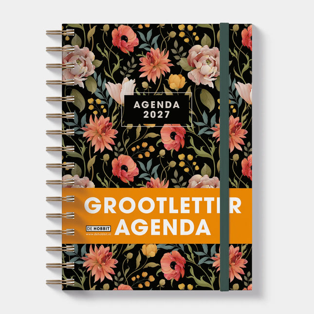 De Hobbit A5 Grootletter Agenda 2027 Vintage Bloem