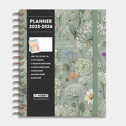 De Hobbit A5+ Planner 2026 - 2027 Aquarel Bloemen