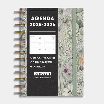 De Hobbit <A5 Ringband Agenda 2025-2026 Aquarel Bloem