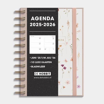 De Hobbit <A5 Ringband Agenda 2025-2026 Aquarel Bloemetjes