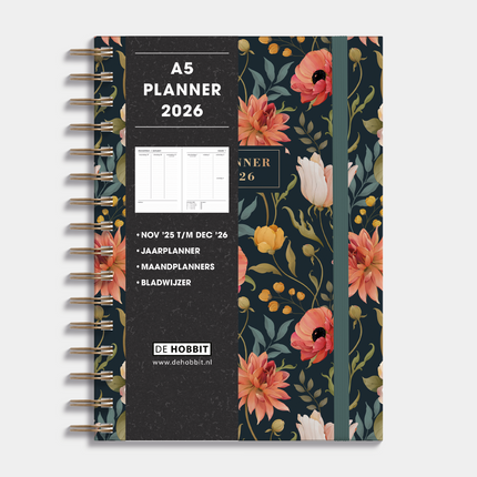 De Hobbit A5 Ringband Planner 2026 Vintage Roos