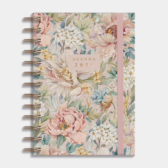 De Hobbit A5 Spiraal Agenda Vintage Bloemen 2026