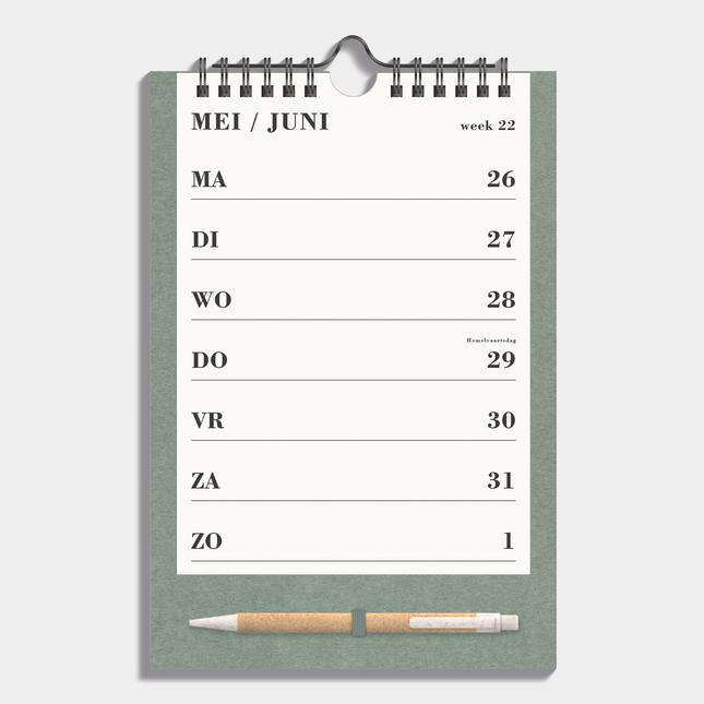 De Hobbit A5 Weekkalender Schooljaar 2025 - 2026 Groen
