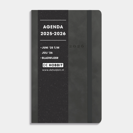 De Hobbit A6 Deluxe Pocket Agenda 2025 - 2026 Suede Look Antraciet
