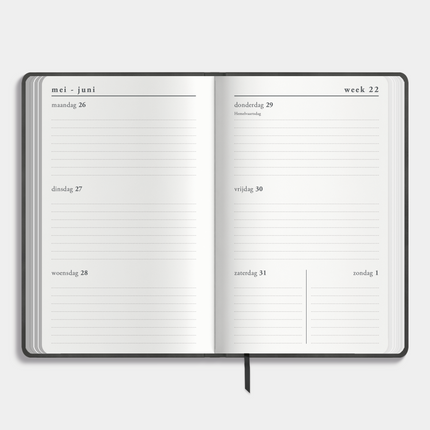 De Hobbit A6 Deluxe Pocket Agenda 2025 - 2026 Suede Look Antraciet