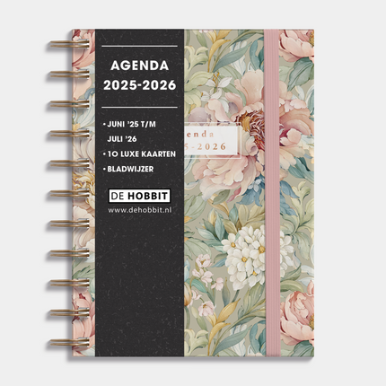 De Hobbit A6 Ringband Agenda 2025-2026 Vintage Bloemen