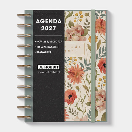 De Hobbit A6 Spiraal Agenda 2027 Vintage Bloemen