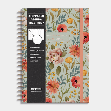 De Hobbit Afsprakenagenda 2026-2027 A4 Vintage Bloemen