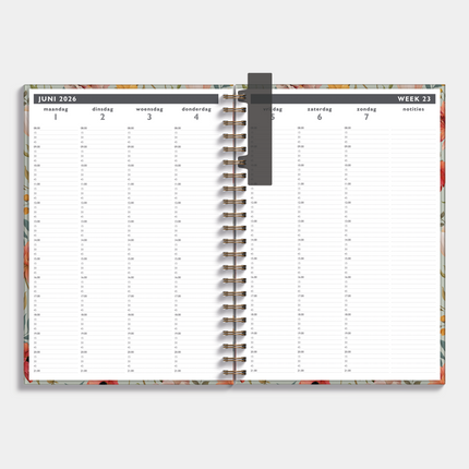 De Hobbit Afsprakenagenda 2026-2027 A4 Vintage Bloemen
