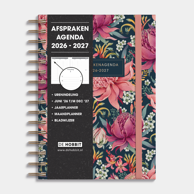 De Hobbit Afsprakenagenda 2026-2027 A5 Tropische Bloemen