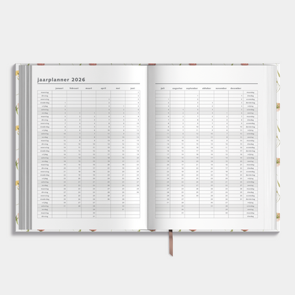De Hobbit Agenda 2026-2027 A4 Aquarel Bloemetjes