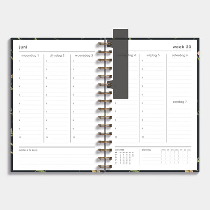 De Hobbit Docentenagenda 2026-2027 A5 Aquarel Wilde Bloemetjes