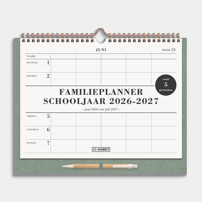 De Hobbit Familieplanner 2026-2027 A4+ Groen Luxe
