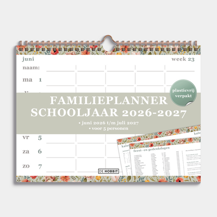 De Hobbit Familieplanner 2026-2027 A4+ Vintage Bloemen