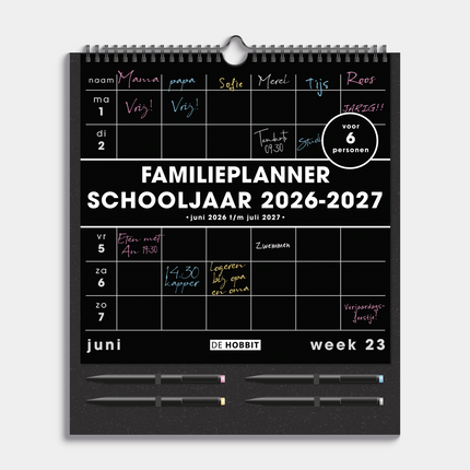 De Hobbit Familieplanner Markers 2026-2027 A3+ Zwart
