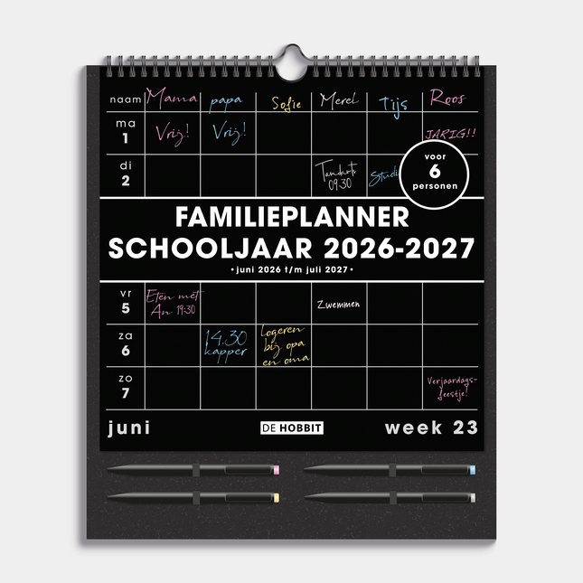 De Hobbit Familieplanner Markers 2026-2027 A3+ Zwart